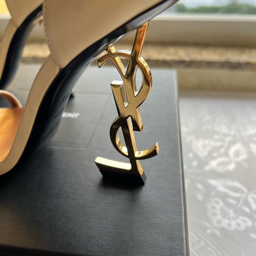 Saint Laurent Beige Ankle Strap Heels, NWB - Picture 13 of 16